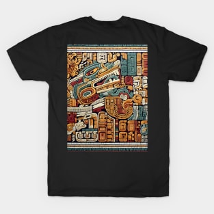 Mystical Echoes: Maya Art Revived in Vibrant Illustrations T-Shirt